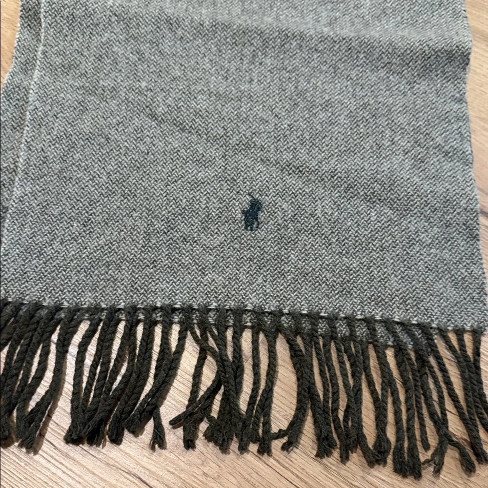 Polo by Ralph Lauren Charcoal Scarf with Black Fringe